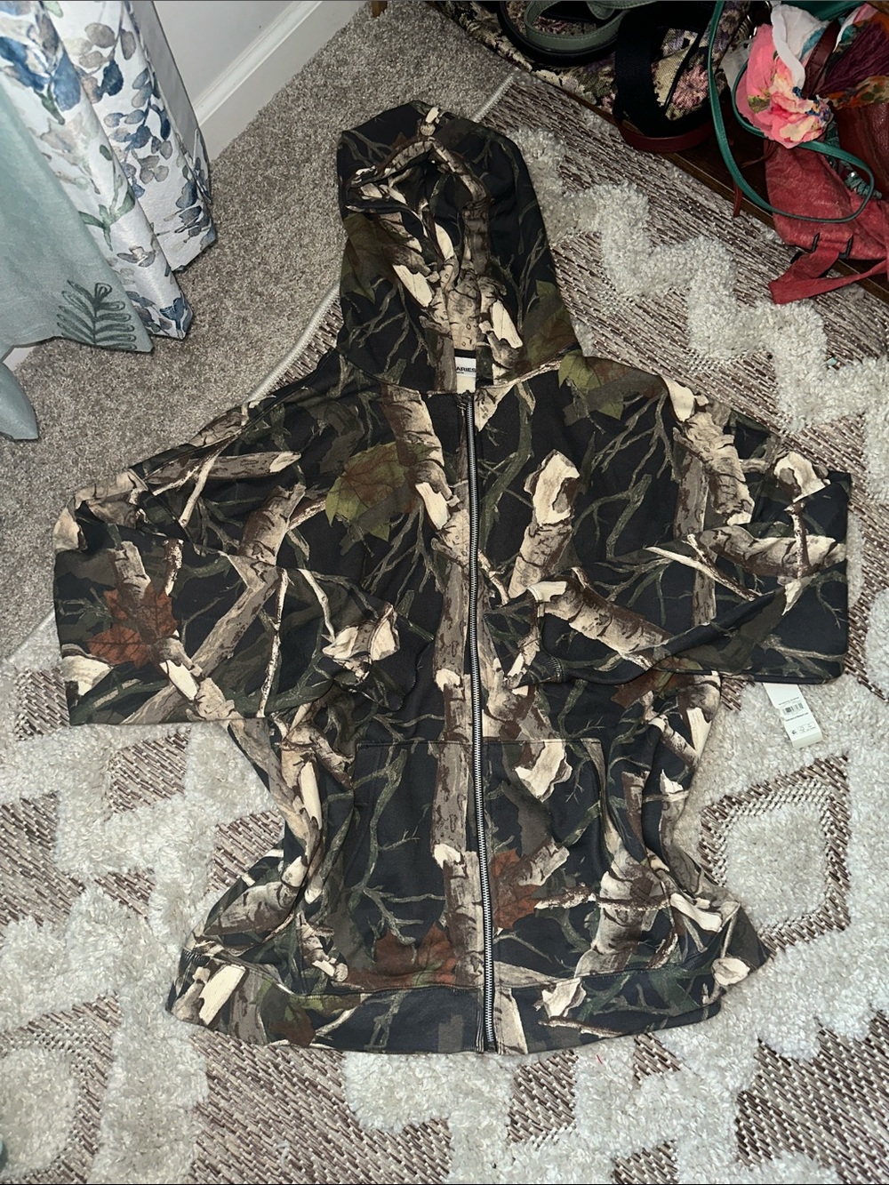 No Boundaries Men's Camo Zip-Up Hoodie in Brown and Green NWT